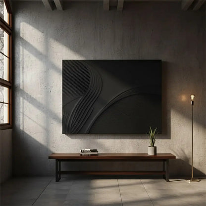 Black Minimalist Textured Painting #BM20 ArtiQuo