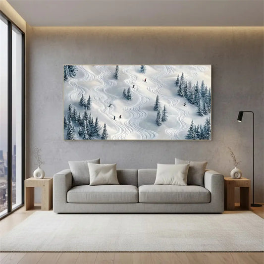 Skiing Sport Art Textured Painting Canvas #P210 ArtiQuo