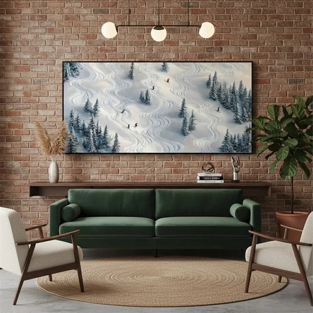 Skiing Sport Art Textured Painting Canvas #P210 ArtiQuo