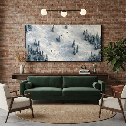 Skiing Sport Art Textured Painting Canvas #P210 ArtiQuo