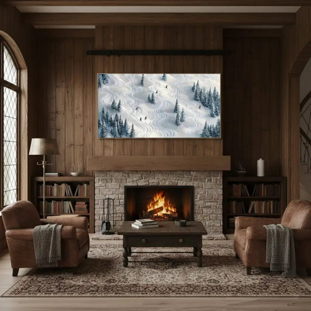Skiing Sport Art Textured Painting Canvas #P210 ArtiQuo