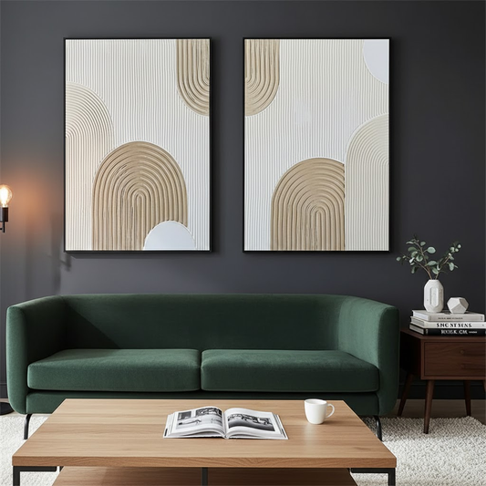 Beige & Brown Abstract Set of 2 #PB211 ArtiQuo