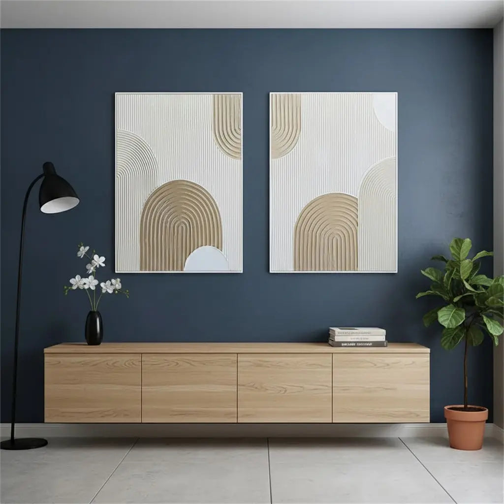 Beige & Brown Abstract Set of 2 #PB211 ArtiQuo