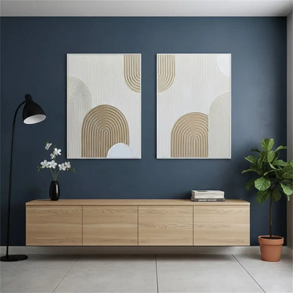 Beige & Brown Abstract Set of 2 #PB211 ArtiQuo