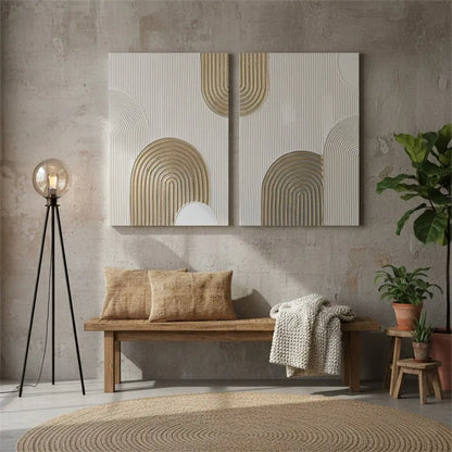 Beige & Brown Abstract Set of 2 #PB211 ArtiQuo