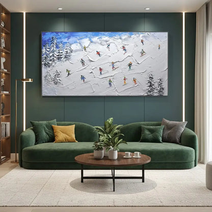Skiing Sport Art Textured Painting Canvas #P212 ArtiQuo