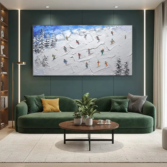 Skiing Sport Art Textured Painting Canvas #P212 ArtiQuo