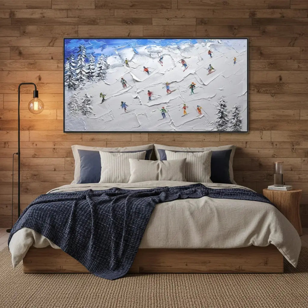 Skiing Sport Art Textured Painting Canvas #P212 ArtiQuo
