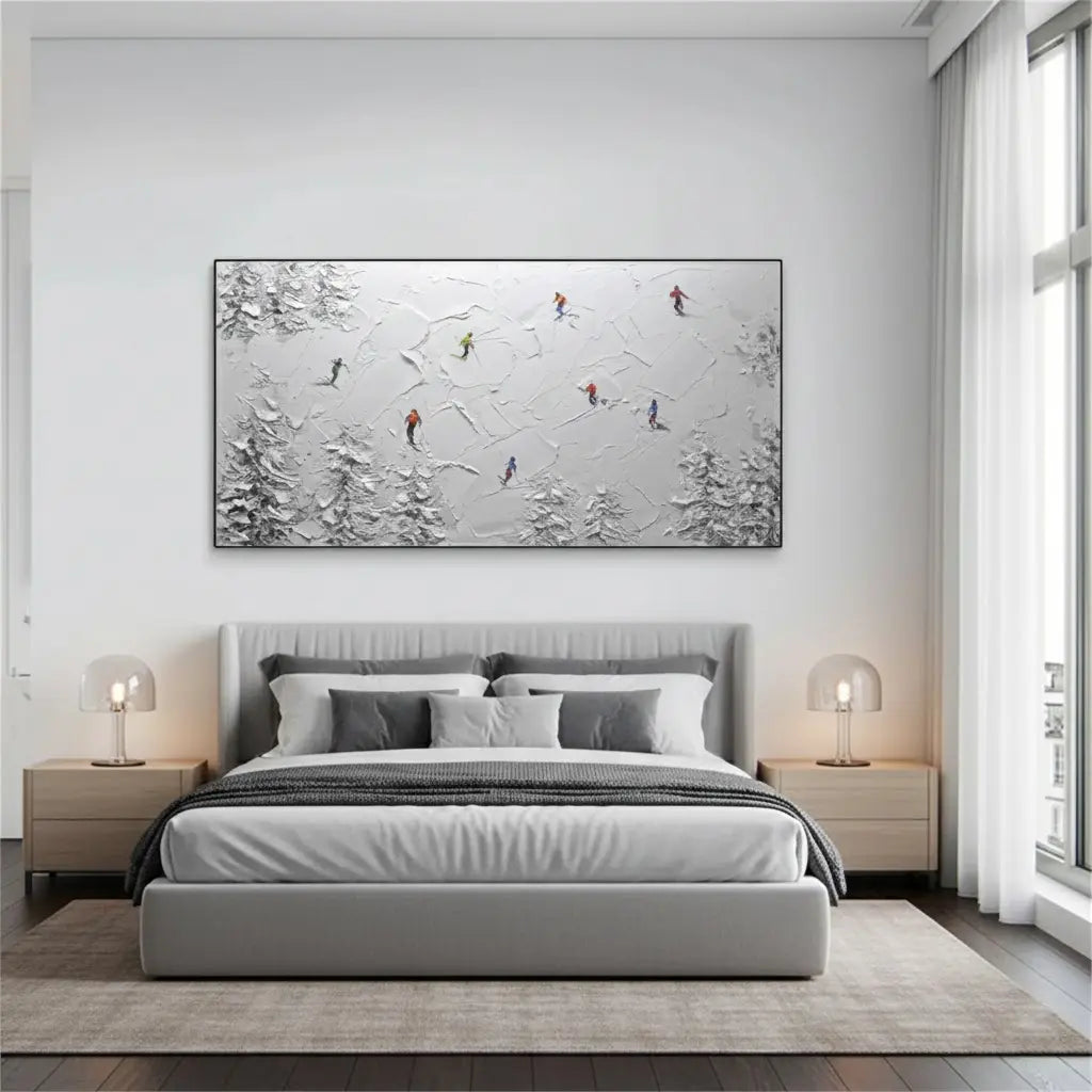 Skiing Sport Art Textured Painting Canvas #P213 ArtiQuo