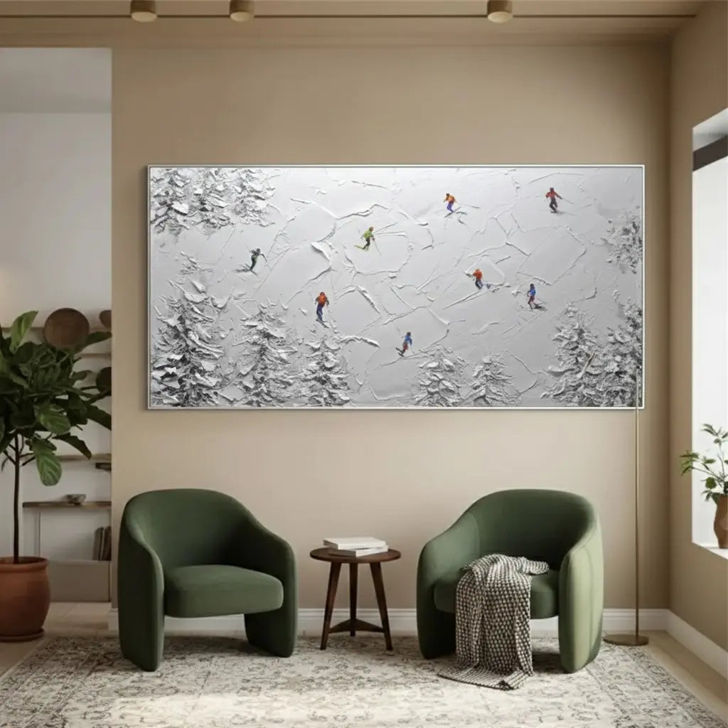 Skiing Sport Art Textured Painting Canvas #P213 ArtiQuo
