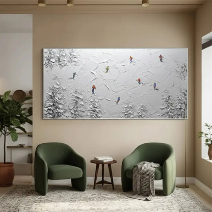 Skiing Sport Art Textured Painting Canvas #P213 ArtiQuo