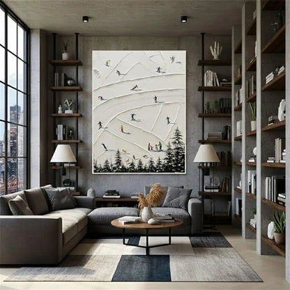 Skiing Sport Art Textured Painting Canvas #P214 ArtiQuo