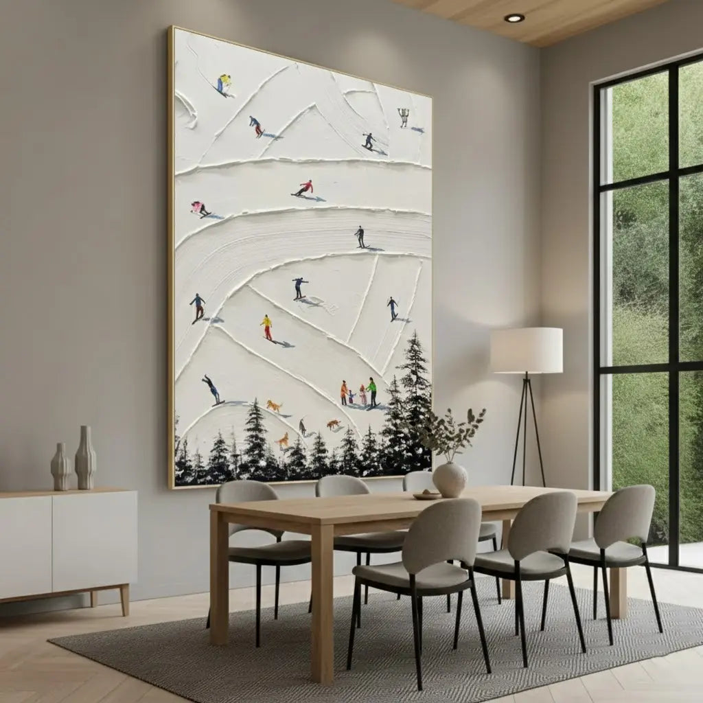 Skiing Sport Art Textured Painting Canvas #P214 ArtiQuo