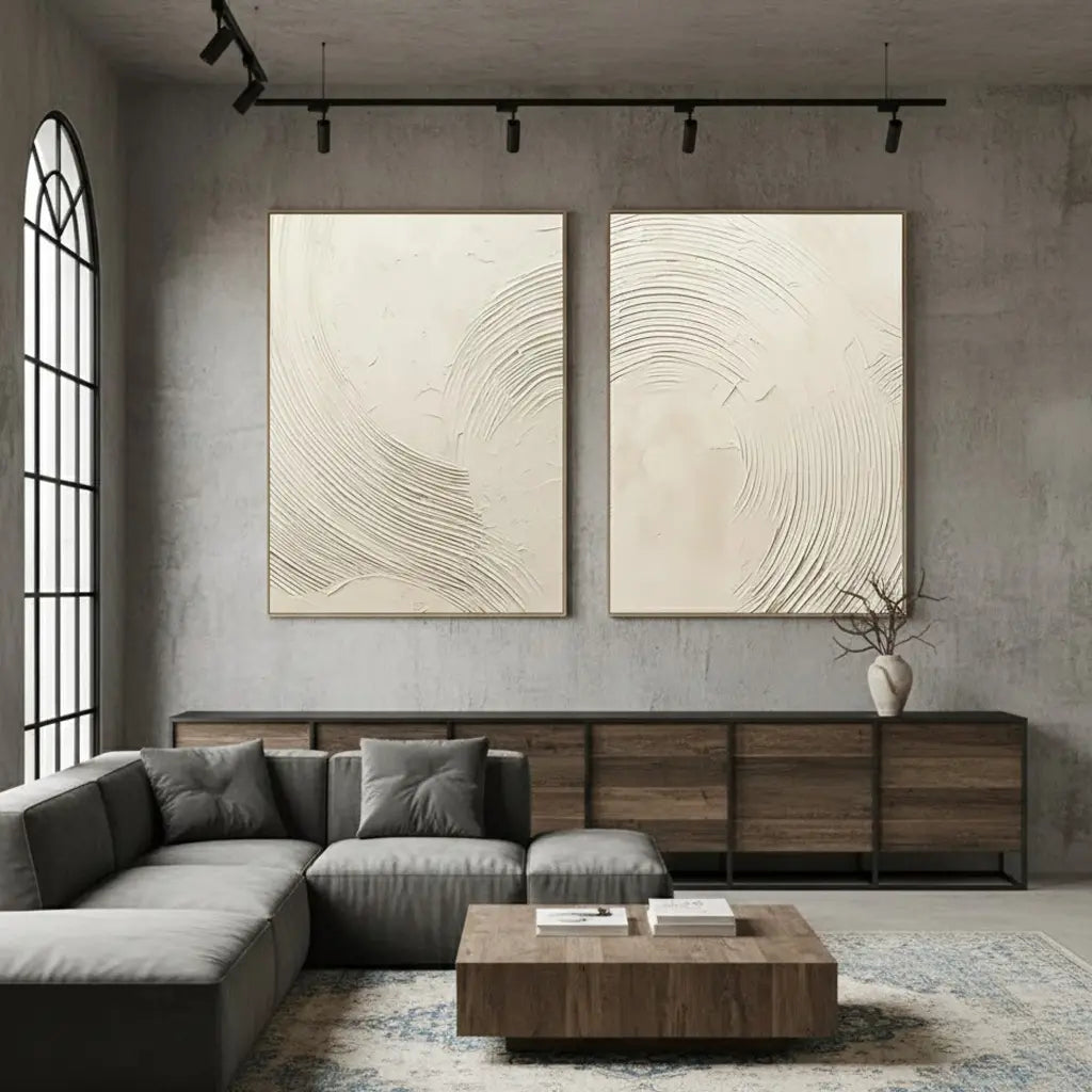 Beige & Brown Abstract Set of 2 #PB216 ArtiQuo