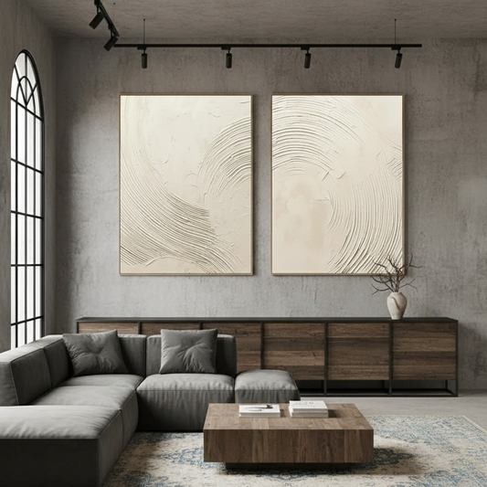 Beige & Brown Abstract Set of 2 #PB216 ArtiQuo