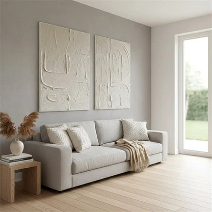 Beige Abstract Textured Set of 2 Wall Art #P218 ArtiQuo
