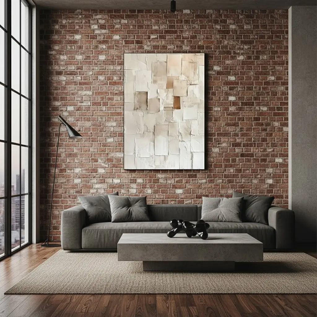 Beige Abstract Textured Wall Art #P219 ArtiQuo