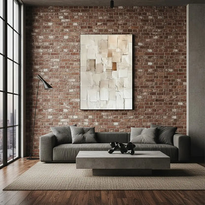 Beige Abstract Textured Wall Art #P219 ArtiQuo
