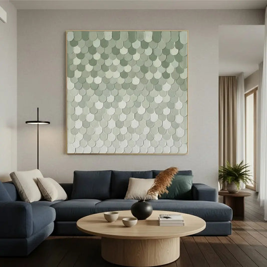 Green & White Abstract Textured Wall Art #P221 ArtiQuo