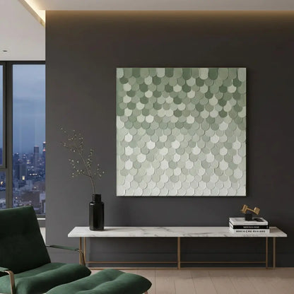 Green & White Abstract Textured Wall Art #P221 ArtiQuo