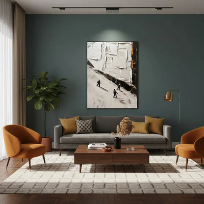 Skiing Sport Art Textured Painting Canvas #P223 ArtiQuo
