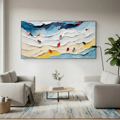 Colorful Ocean And Sky Abstract Textured Canvas Art #P227 ArtiQuo