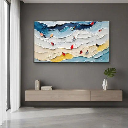 Colorful Ocean And Sky Abstract Textured Canvas Art #P227 ArtiQuo