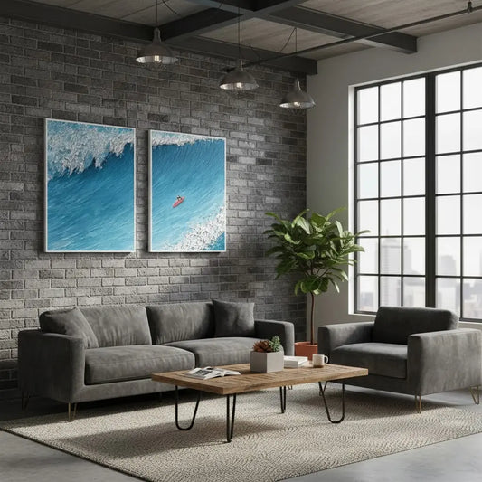 Surfing Sport Texture Set of 2 Canvas Painting #P229 ArtiQuo