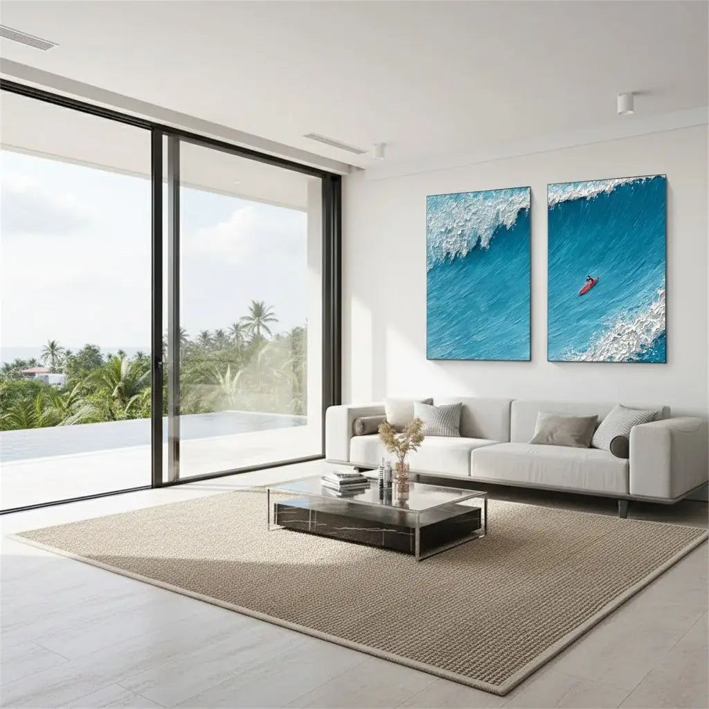 Surfing Sport Texture Set of 2 Canvas Painting #P229 ArtiQuo