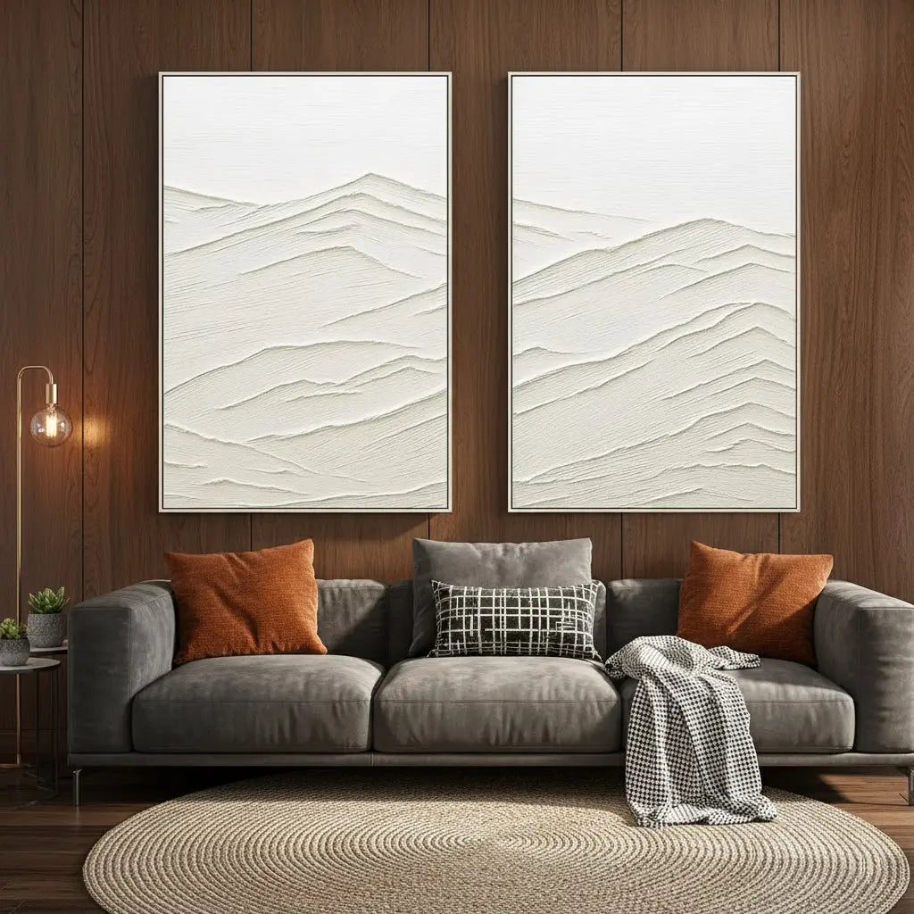 Plaster Art Minimalist Textured Paintings Set of 2 #P22 ArtiQuo