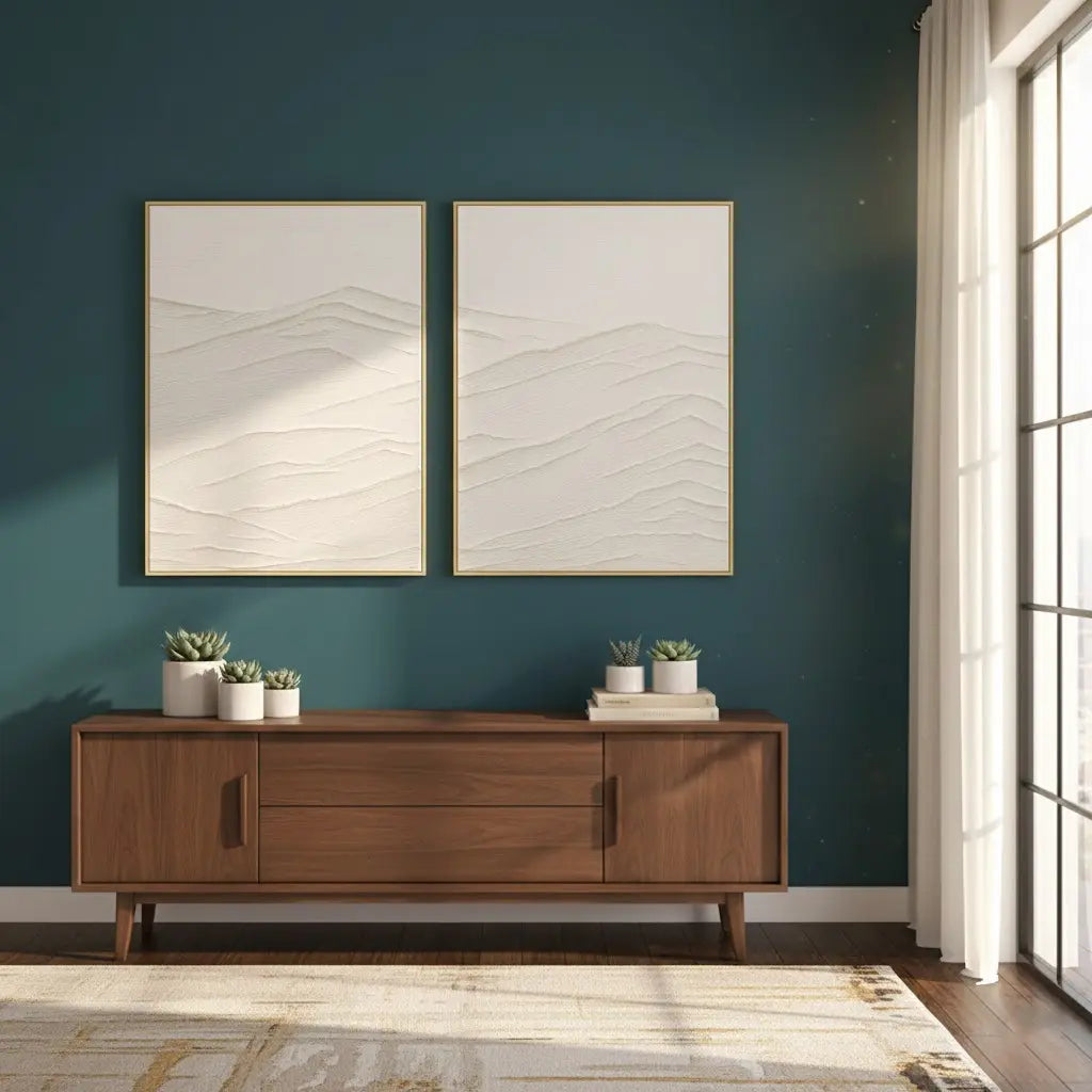 Plaster Art Minimalist Textured Paintings Set of 2 #P22 ArtiQuo