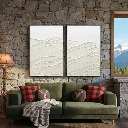 Plaster Art Minimalist Textured Paintings Set of 2 #P22 ArtiQuo
