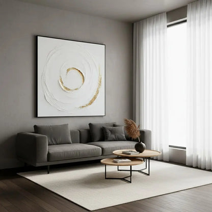 White Gold Minimalist Textured Wall Art #P231 ArtiQuo