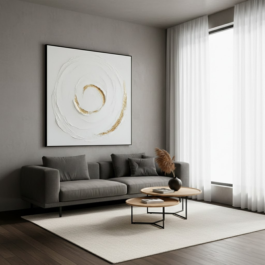 White Gold Minimalist Textured Wall Art #P231