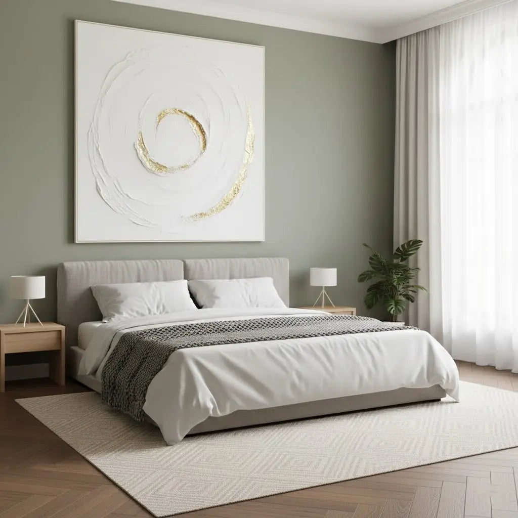 White Gold Minimalist Textured Wall Art #P231 ArtiQuo