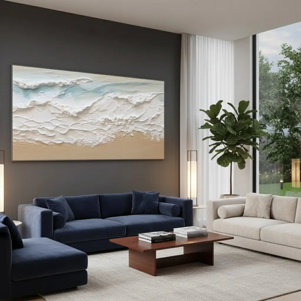 Ocean And Sky Abstract Textured Canvas Art #P232 ArtiQuo