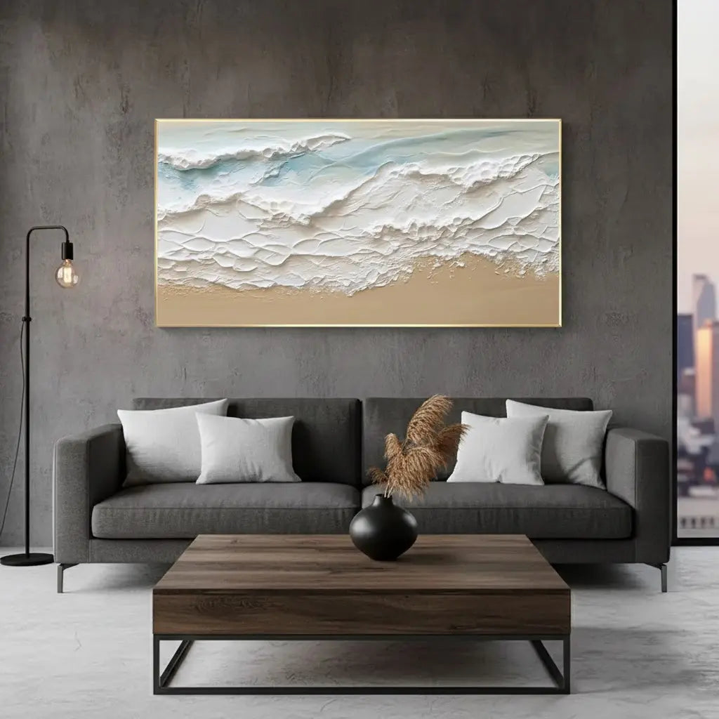 Ocean And Sky Abstract Textured Canvas Art #P232 ArtiQuo