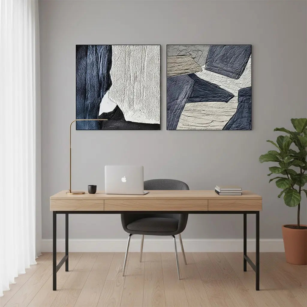 Abstract Textured Square Set of 2 Wall Art #P234 ArtiQuo