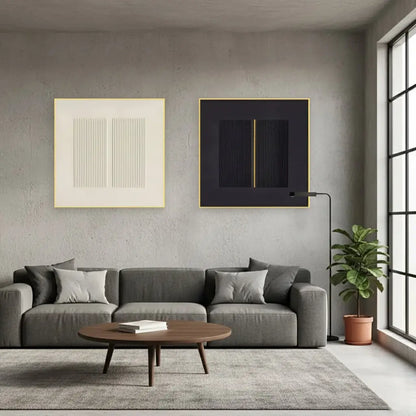 Beige & Black Wabi Sabi Square Set of 2 Wall Art #P236 ArtiQuo