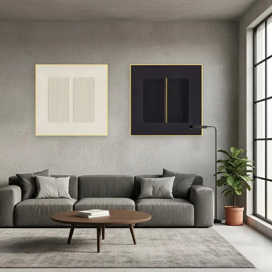 Beige & Black Wabi Sabi Square Set of 2 Wall Art #P236 ArtiQuo
