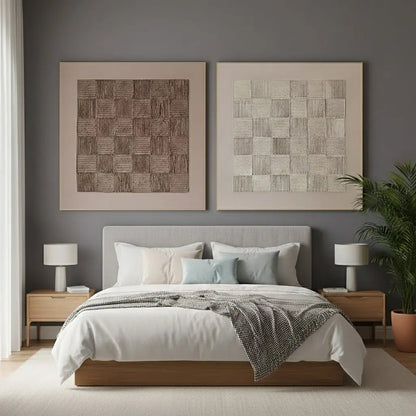 Beige & Black Wabi Sabi Square Set of 2 Wall Art #P237 ArtiQuo