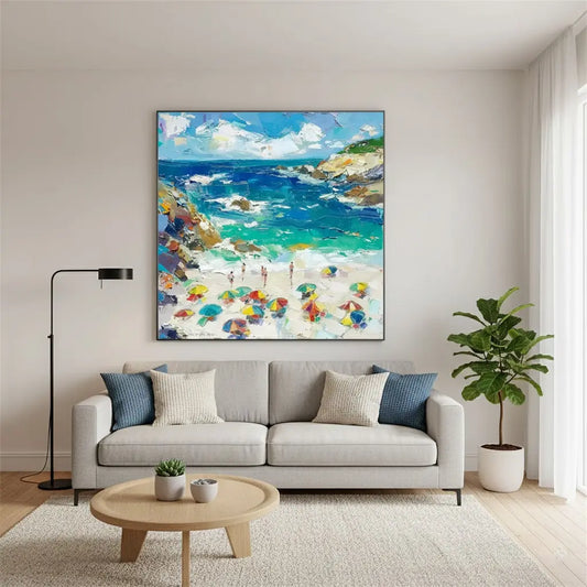Colorful Ocean And Sky Abstract Textured Canvas Art #P238 ArtiQuo