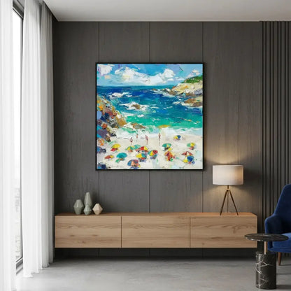 Colorful Ocean And Sky Abstract Textured Canvas Art #P238 ArtiQuo