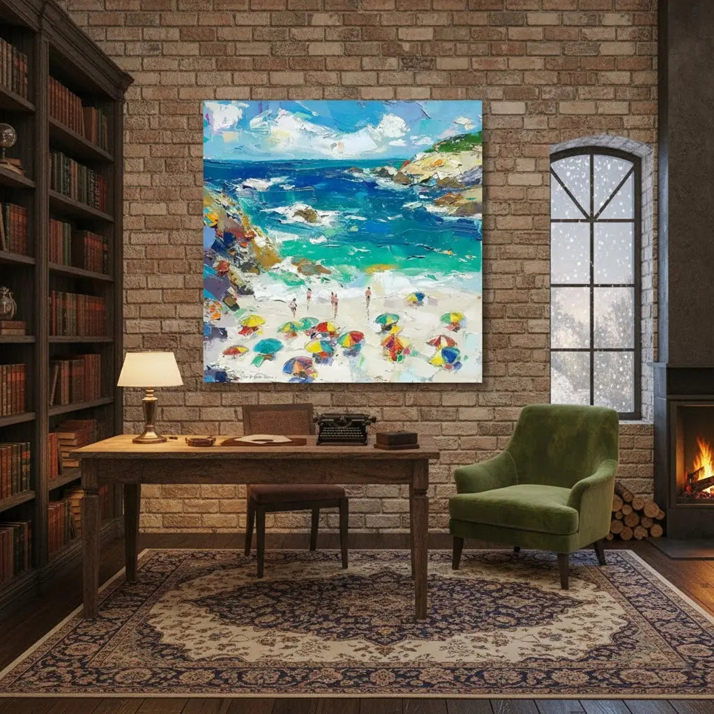 Colorful Ocean And Sky Abstract Textured Canvas Art #P238 ArtiQuo