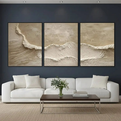Ocean And Sky Abstract Texture Set Of 3 Canvas Art #P239 ArtiQuo
