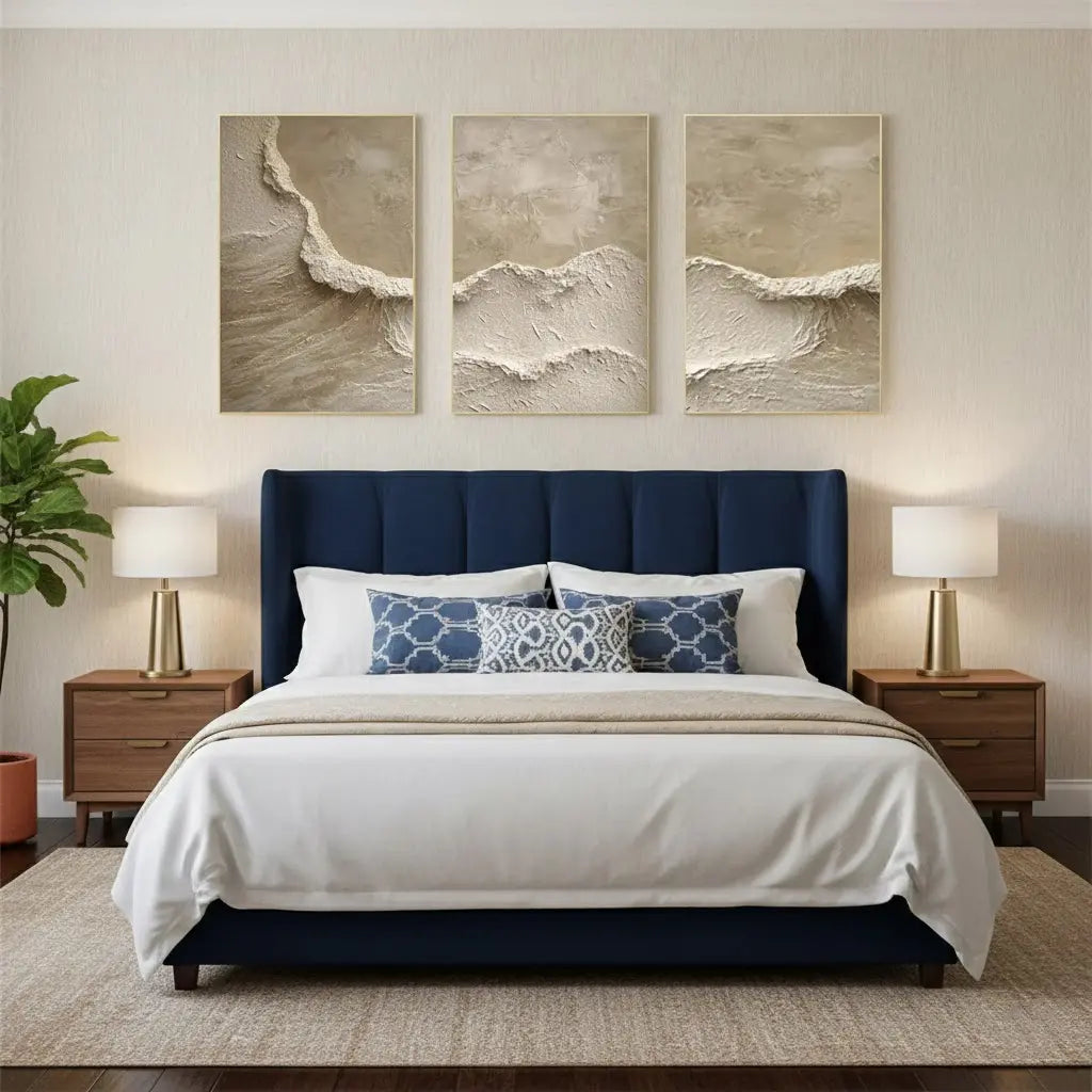 Ocean And Sky Abstract Texture Set Of 3 Canvas Art #P239 ArtiQuo