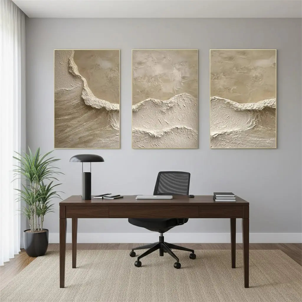 Ocean And Sky Abstract Texture Set Of 3 Canvas Art #P239 ArtiQuo