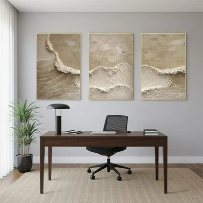 Ocean And Sky Abstract Texture Set Of 3 Canvas Art #P239 ArtiQuo