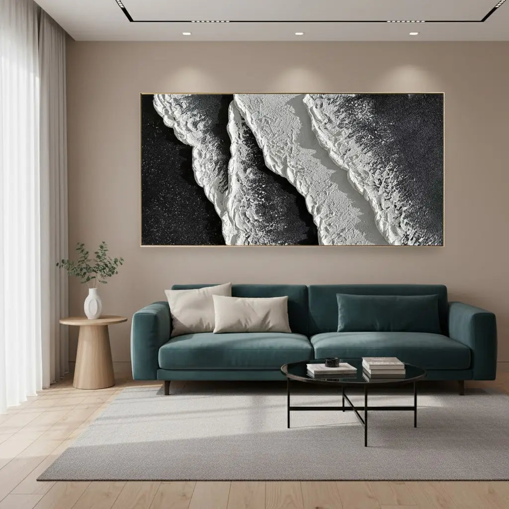Black Minimalist Textured Painting #BM23 ArtiQuo