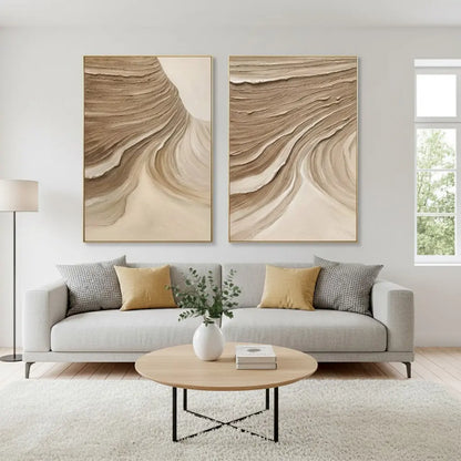 Beige & Brown Abstract Set of 2 #BBM23 ArtiQuo